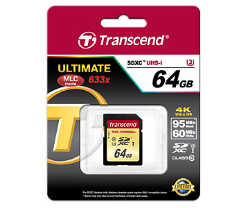 SD-Speicherkarte für 4K-Aufnahmen von Transcend